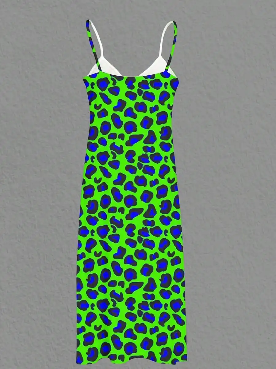 Women Sleeveless Maxi Dress Green Blue Leopard Print Summer Beach Vacation Outfit
Women Sleeveless Maxi Dress Green Blue Leopard Print Summer Beach Vacation Outfit