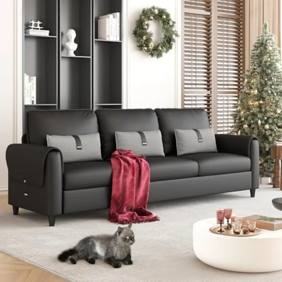 88" Faux Leather Couch for Living Room Black Office Couch Small Space Comfy 3 Seater Couches Leather Sofa with High Backrest Bl
88" Faux Leather Couch for Living Room Black Office Couch Small Space Comfy 3 Seater Couches Leather Sofa with High Backrest Bl