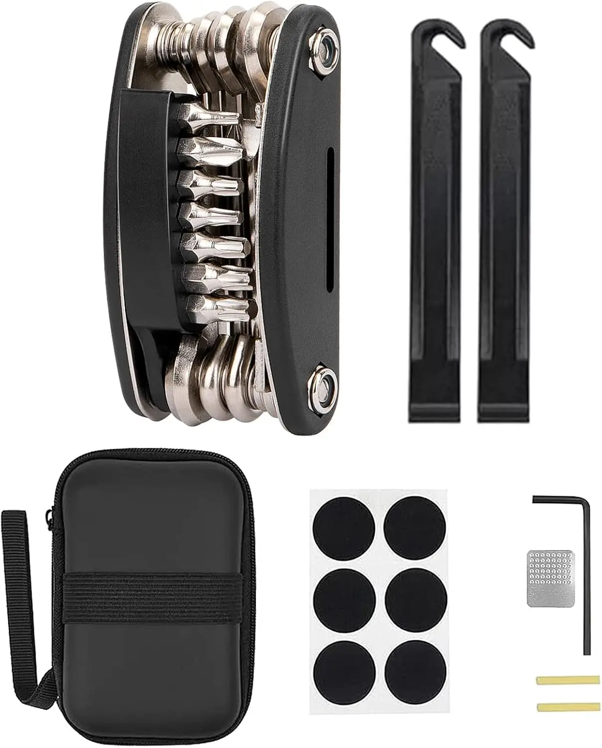 21-in-1 Bike Repair Tool Kit: Portable Multitool with Hex Wrenches, Patch Kit & Tire Levers, Hard Case
21-in-1 Bike Repair Tool Kit: Portable Multitool with Hex Wrenches, Patch Kit & Tire Levers, Hard Case