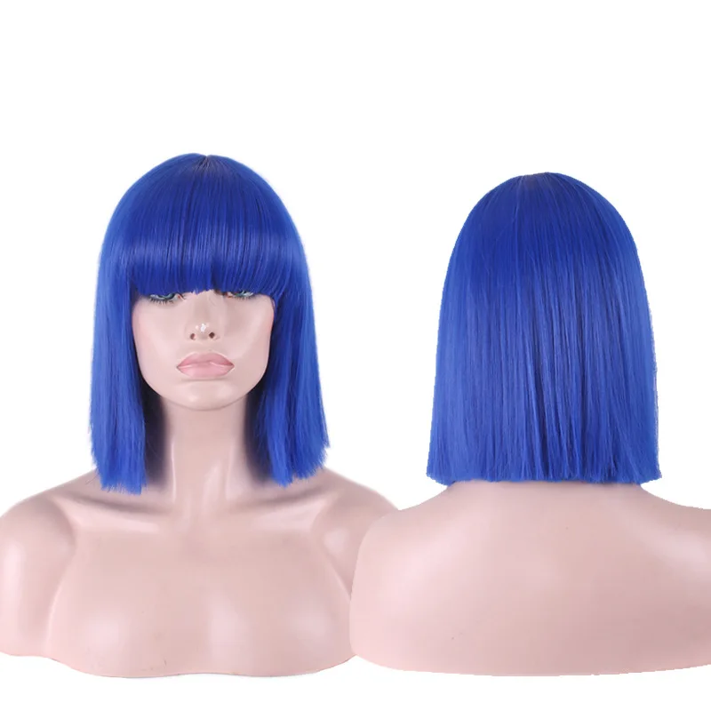 Blue Cosplay Short Wig for Girls Heat Resistant Fiber with Neat Bangs Rose Design Costume Hair Wig Cap
Blue Cosplay Short Wig for Girls Heat Resistant Fiber with Neat Bangs Rose Design Costume Hair Wig Cap