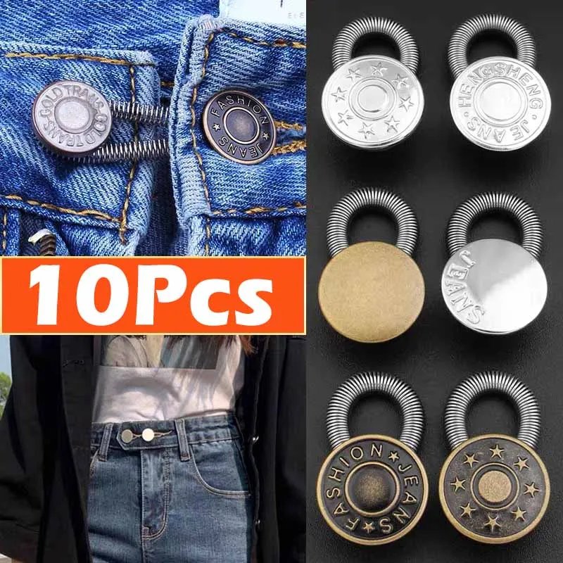 10Pcs Metal Spring Button Extender for Pants Jeans Free Sewing Adjustable Retractable Waist Extenders Button Waistband Expander
10Pcs Metal Spring Button Extender for Pants Jeans Free Sewing Adjustable Retractable Waist Extenders Button Waistband Expander