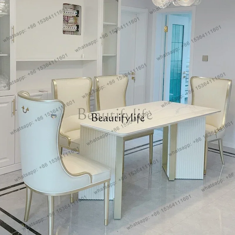 FG43-Light luxury American dining table leather art post-modern rock slab dining table
FG43-Light luxury American dining table leather art post-modern rock slab dining table