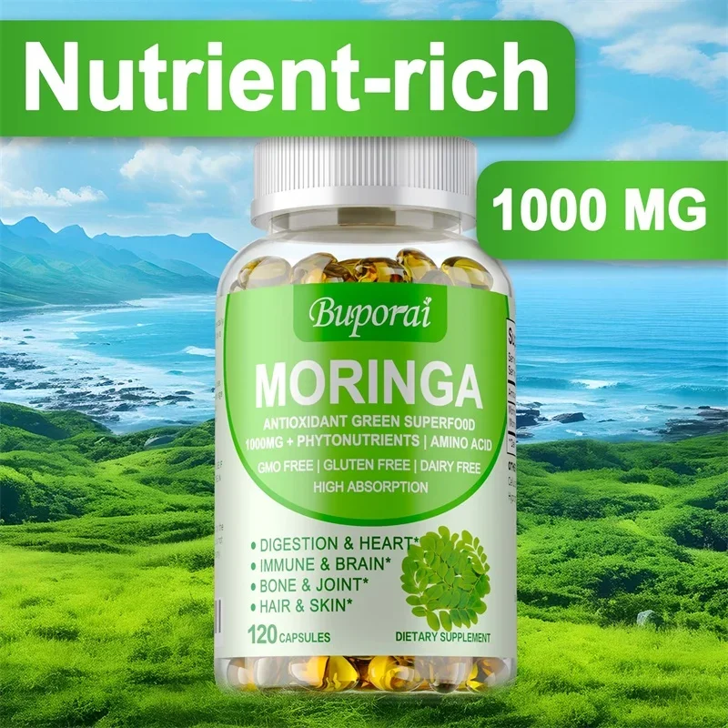 Moringa Capsules 1000mg - Maintain Vitality, Immune Health, Rich in Antioxidants, Reduce Fatigue, Enhance Natural Energy
Moringa Capsules 1000mg - Maintain Vitality, Immune Health, Rich in Antioxidants, Reduce Fatigue, Enhance Natural Energy