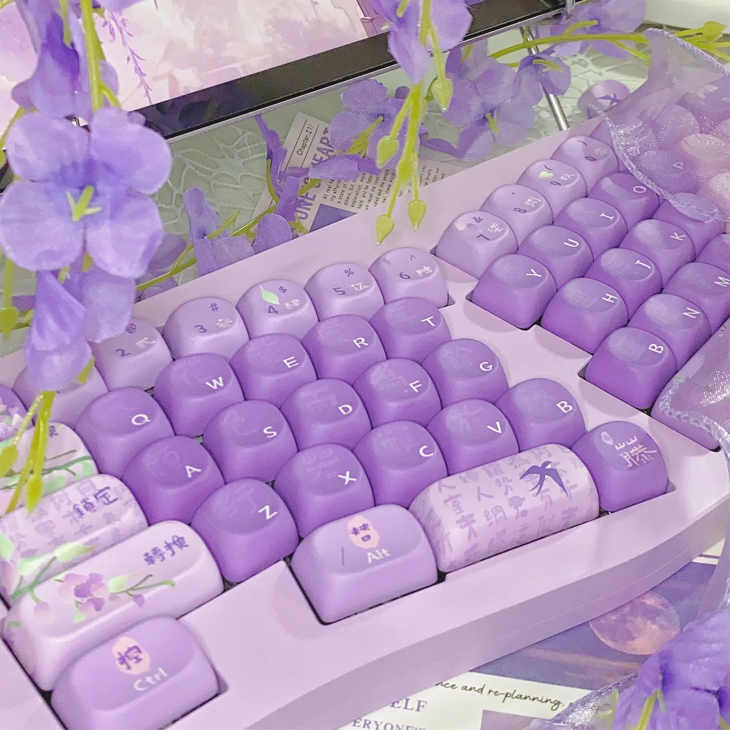 Набор колпачков для ключей Wisteria, милые фиолетовые колпачки из ПБТ, 125 клавиш, профиль MOA, игровые мультяшные персонализированные колпачки для механической клавиатуры
Набор колпачков для ключей Wisteria, милые фиолетовые колпачки из ПБТ, 125 клавиш, профиль MOA, игровые мультяшные персонализированные колпачки для механической клавиатуры