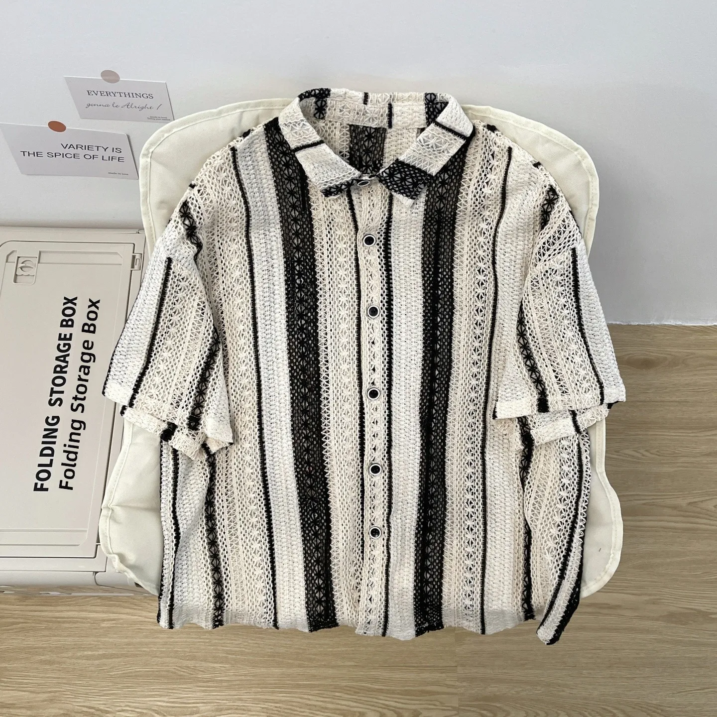 Vintage Striped Short Sleeve Men's Shirt Summer Hollow out American Casual Island Vacation Coat Loose Fit Breathable Youth Trend
Vintage Striped Short Sleeve Men's Shirt Summer Hollow out American Casual Island Vacation Coat Loose Fit Breathable Youth Trend