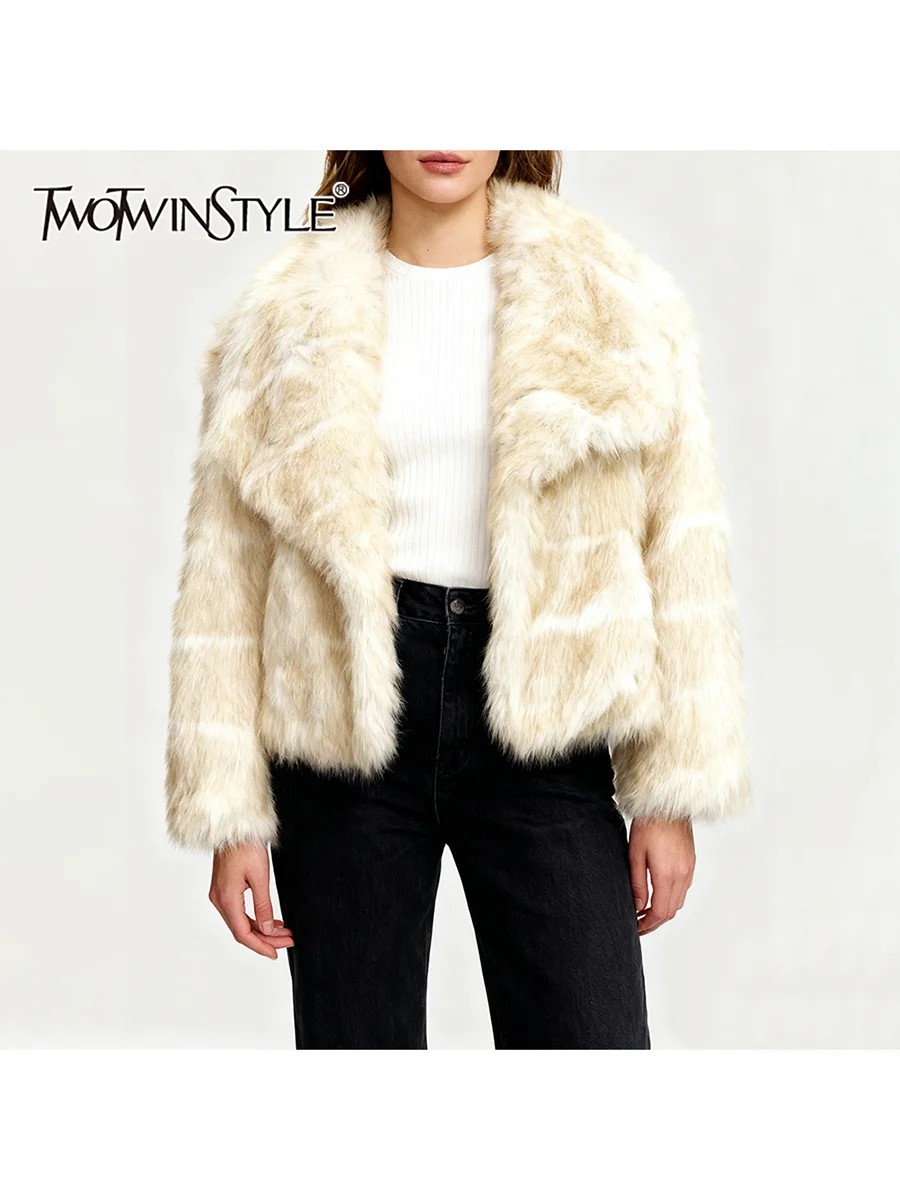 TWOTWINSTYLE Solid Loose Spliced Striped Casual Jackets for Women Lapel Long Sleeves Patchwork Fur Fashion Jacket Female Clothes
TWOTWINSTYLE Solid Loose Spliced Striped Casual Jackets for Women Lapel Long Sleeves Patchwork Fur Fashion Jacket Female Clothes