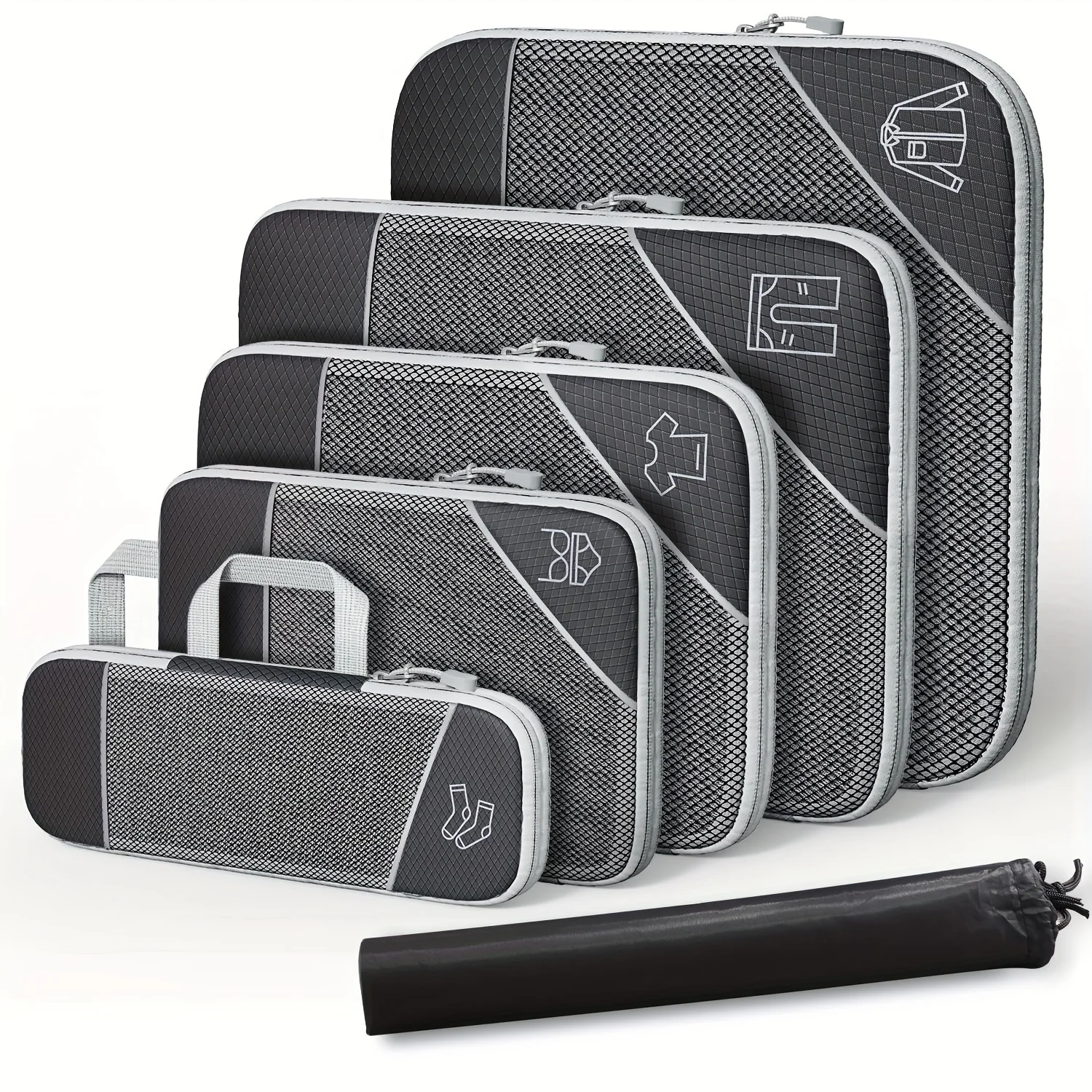 6pcs Compression Packing Cubes Set,Polyester Travel Luggage Organizer Accessories,Extensible Storage Bags Suitcases,Non-Washable
6pcs Compression Packing Cubes Set,Polyester Travel Luggage Organizer Accessories,Extensible Storage Bags Suitcases,Non-Washable