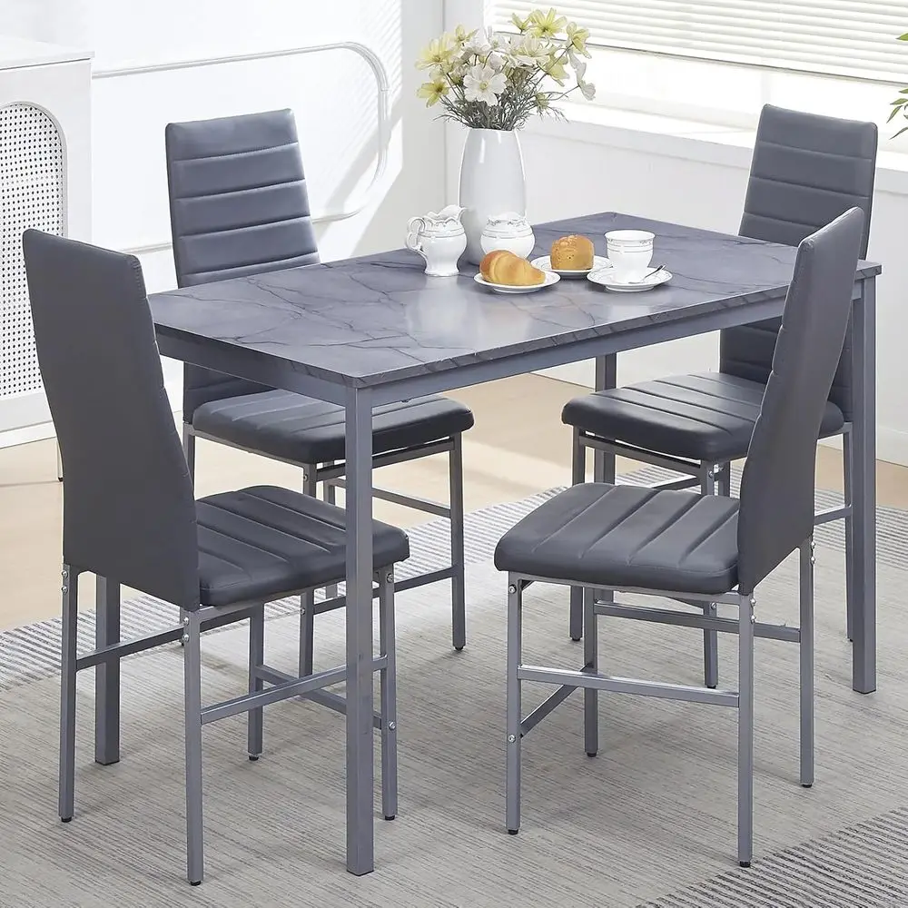 5-Piece Dining Set for Small Spaces - Gray Cloud Gray, Modern Design
5-Piece Dining Set for Small Spaces - Gray Cloud Gray, Modern Design