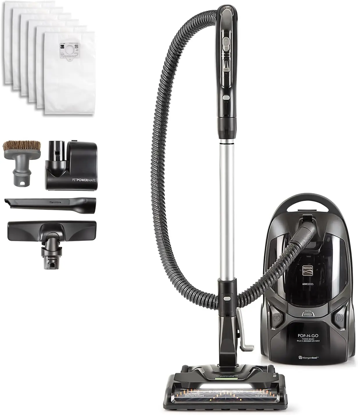 Pet Friendly Bagged Canister Vacuum with Hair Eliminator, POP-N-GO, HEPA Filter, Auto Cord Rewind, 28ft Cord
Pet Friendly Bagged Canister Vacuum with Hair Eliminator, POP-N-GO, HEPA Filter, Auto Cord Rewind, 28ft Cord