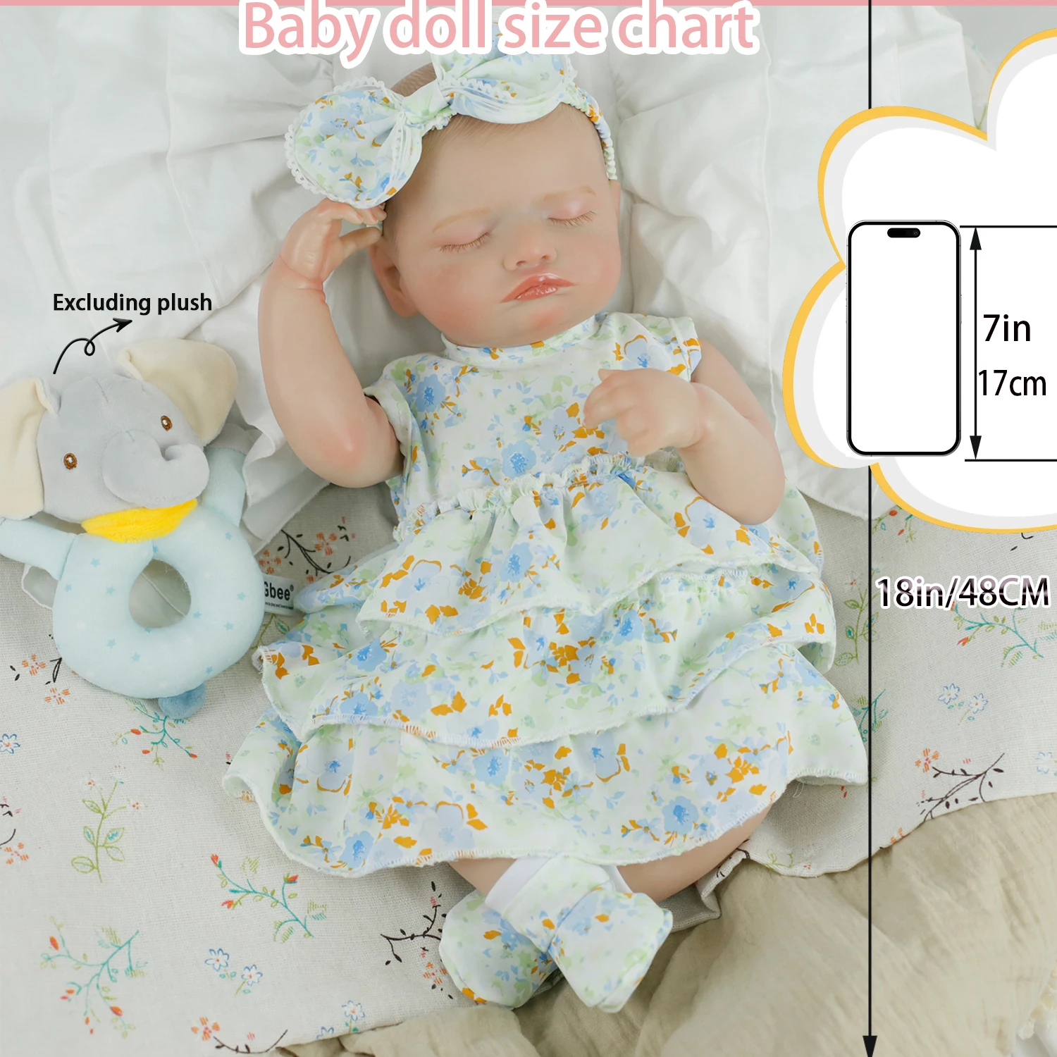 18inch Full Body Silicone Vinyl Reborn Baby Doll Girl Rosalie Newborn Sleeping Doll Hand-Drawing Hair 3D Skin Visible Veins 
18inch Full Body Silicone Vinyl Reborn Baby Doll Girl Rosalie Newborn Sleeping Doll Hand-Drawing Hair 3D Skin Visible Veins