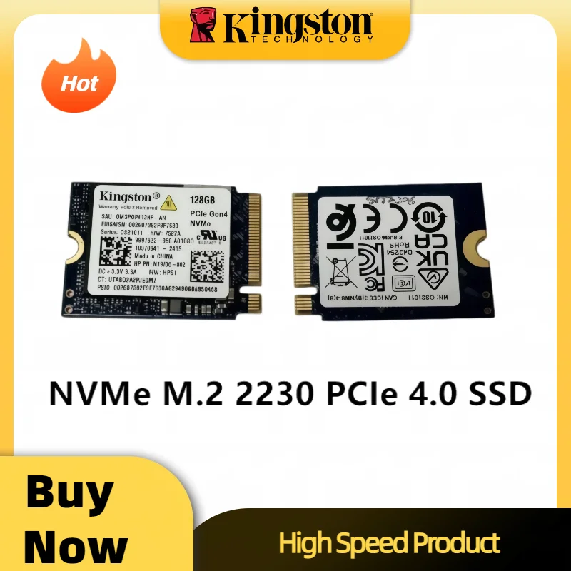 Kingston OEM package SSD 128GB M.2 2230 NVMe PCIe 4.0 built-in solid-state drive
Kingston OEM package SSD 128GB M.2 2230 NVMe PCIe 4.0 built-in solid-state drive