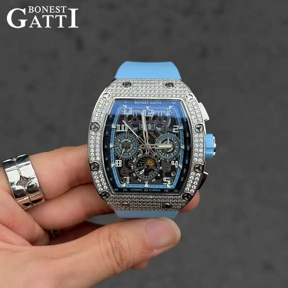 BONEST GATTI 2025 Men Automatic Mechanical Watches Diamond Bezel Men Watches Rubber Band Fashion Watches For Men Sapphire Glass
BONEST GATTI 2025 Men Automatic Mechanical Watches Diamond Bezel Men Watches Rubber Band Fashion Watches For Men Sapphire Glass