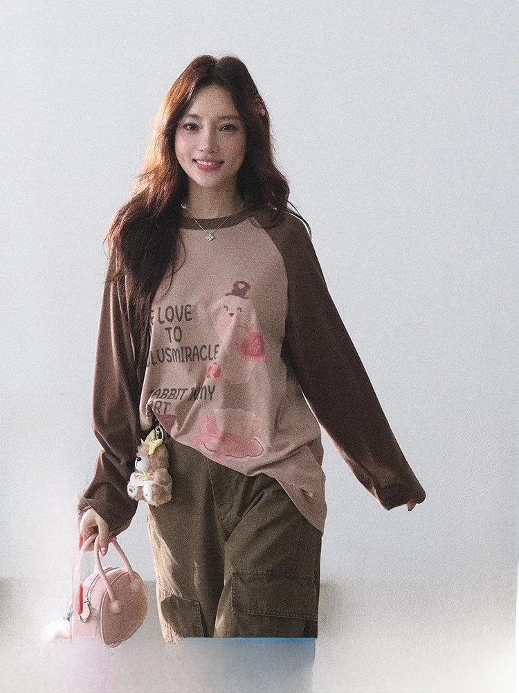 American Retro Long Sleeve Print T-Shirt 100 Cotton Workwear Pants Set LulusMiracle【Light Autumn Sweet Ode】Women's Fashion Set
American Retro Long Sleeve Print T-Shirt 100 Cotton Workwear Pants Set LulusMiracle【Light Autumn Sweet Ode】Women's Fashion Set