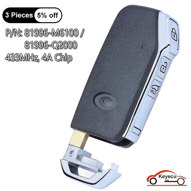 KEYECU 3 Buttons 433MHz 4A Chip for Kia K5 Forte Sportage 2017 2018 2019 2020 Auto Smart Remote Key Fob 81996-M6100/ 81996-Q2000
KEYECU 3 Buttons 433MHz 4A Chip for Kia K5 Forte Sportage 2017 2018 2019 2020 Auto Smart Remote Key Fob 81996-M6100/ 81996-Q2000
