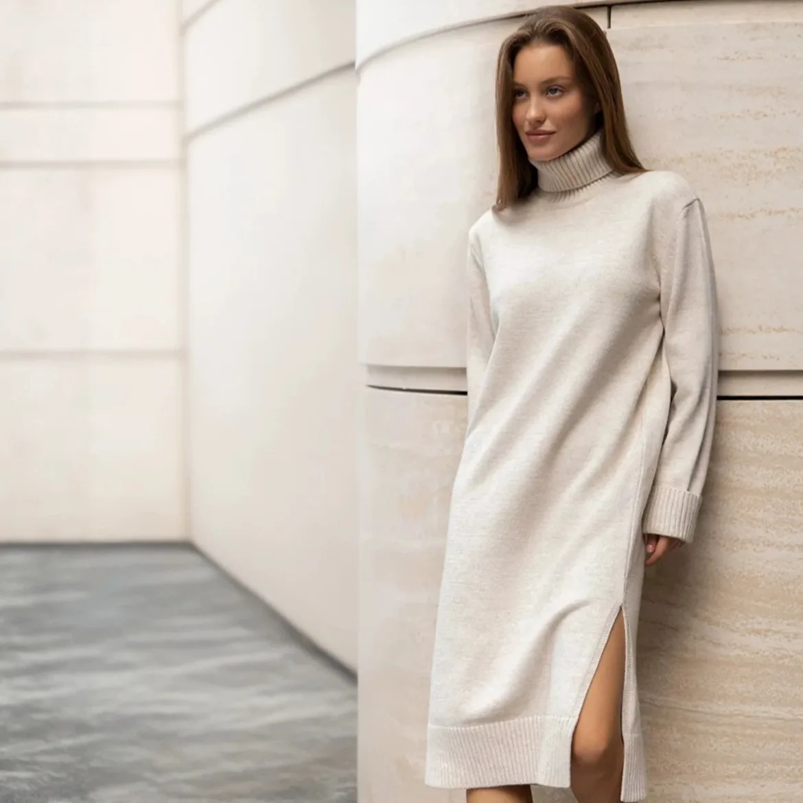 Women's Dresses 2026 Winter Elegant New Turtleneck Long Sleeves Slit Asymmetrical Dresses For Woman Knit Loose Ladies Clothing
Women's Dresses 2026 Winter Elegant New Turtleneck Long Sleeves Slit Asymmetrical Dresses For Woman Knit Loose Ladies Clothing