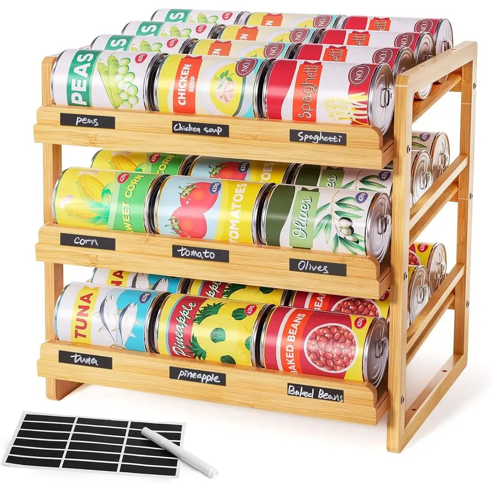 3-Tier Bamboo Can Organizer with Label Sticker & Marker for Pantry Storage
3-Tier Bamboo Can Organizer with Label Sticker & Marker for Pantry Storage