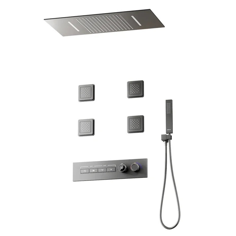 Installed shower digital display all copper wall shower set waterfall minimalist embedded side spray hotel
Installed shower digital display all copper wall shower set waterfall minimalist embedded side spray hotel