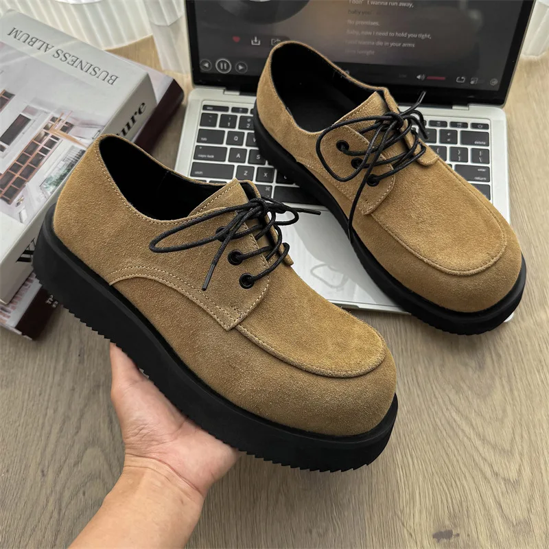 Men's Heightening Leather Shoes Square Toe Casual Derby Shoes 2026 New Fashion Thick Sole Platform Shoes Streetwear Footwear 신발
Men's Heightening Leather Shoes Square Toe Casual Derby Shoes 2026 New Fashion Thick Sole Platform Shoes Streetwear Footwear 신발