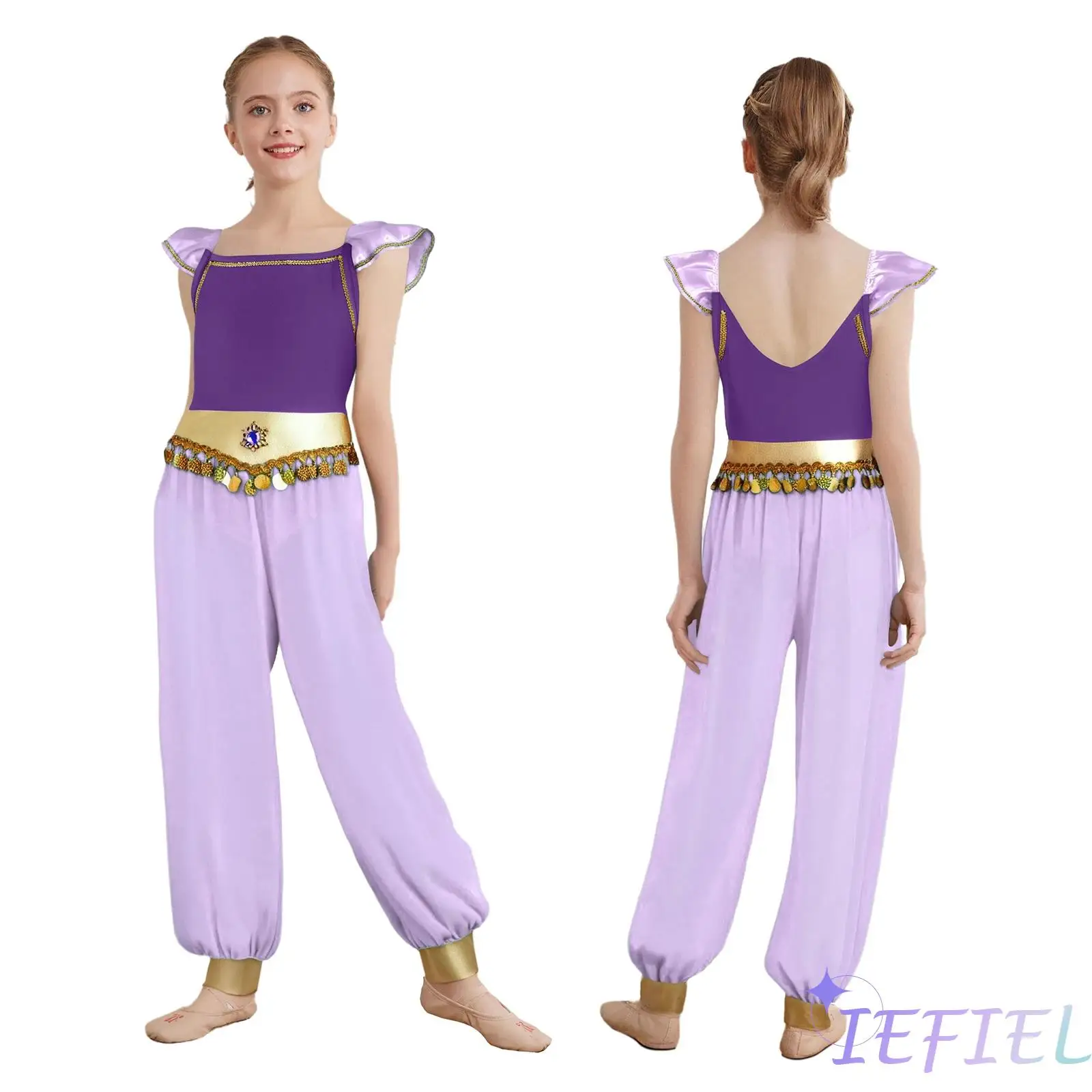 Kids Girl Arabian Princess Role Play Costume Flying Sleeve Leotard with Chiffon Long Pants Built-In Briefs for Halloween Cosplay
Kids Girl Arabian Princess Role Play Costume Flying Sleeve Leotard with Chiffon Long Pants Built-In Briefs for Halloween Cosplay