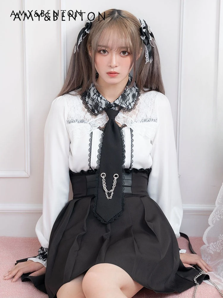 Spring Summer New Japanese Sweet Cute Lolita Shirt Kawaii Lace Hollow Out Lapel Blouse Women Versatile Slim Liz Shirt Students
Spring Summer New Japanese Sweet Cute Lolita Shirt Kawaii Lace Hollow Out Lapel Blouse Women Versatile Slim Liz Shirt Students