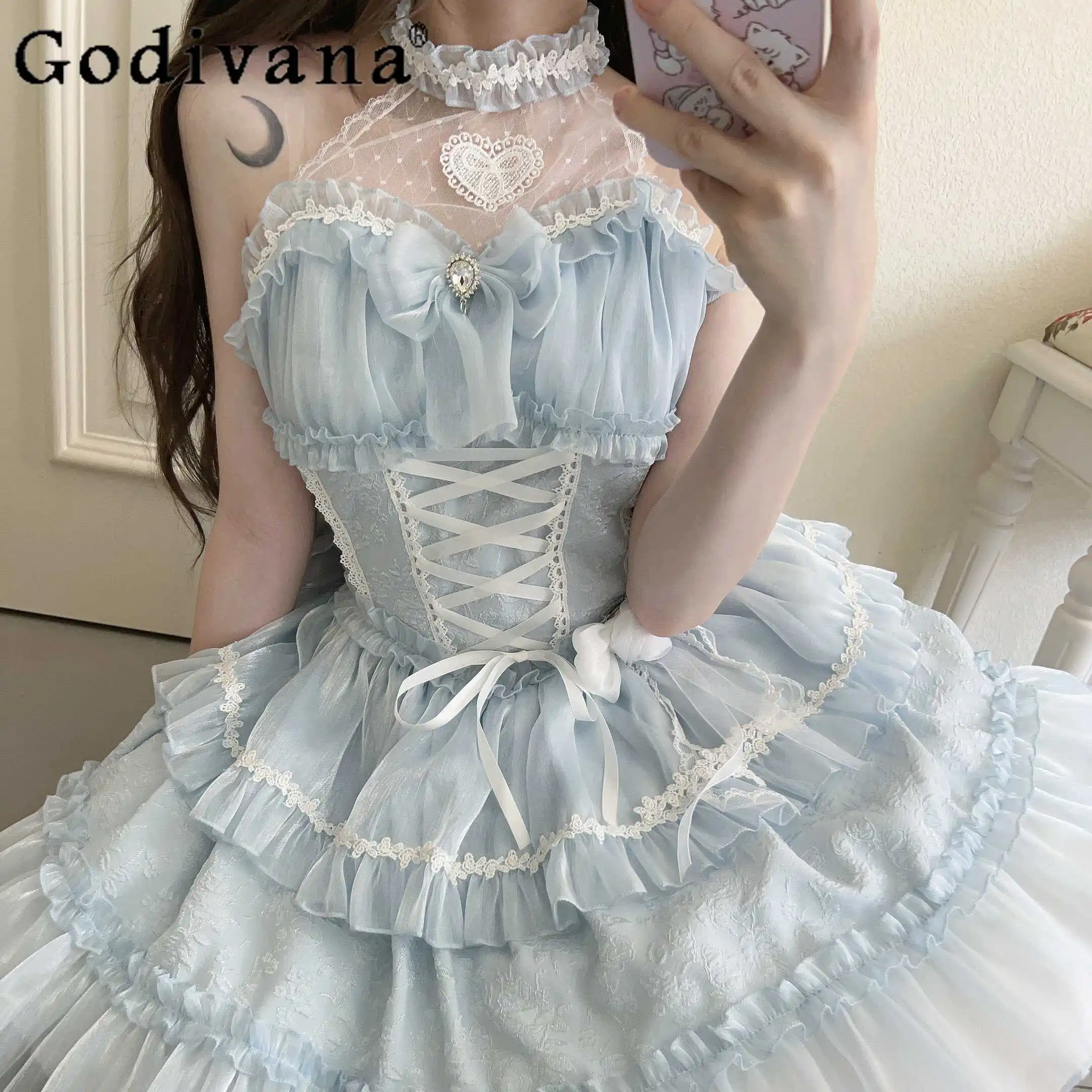 Original Summer Lolita Suspender Dress Jsk Women's Sweet Cute Bow Lace Halter Off-The-Shoulder Short Party Dress Y2k Accessories
Original Summer Lolita Suspender Dress Jsk Women's Sweet Cute Bow Lace Halter Off-The-Shoulder Short Party Dress Y2k Accessories