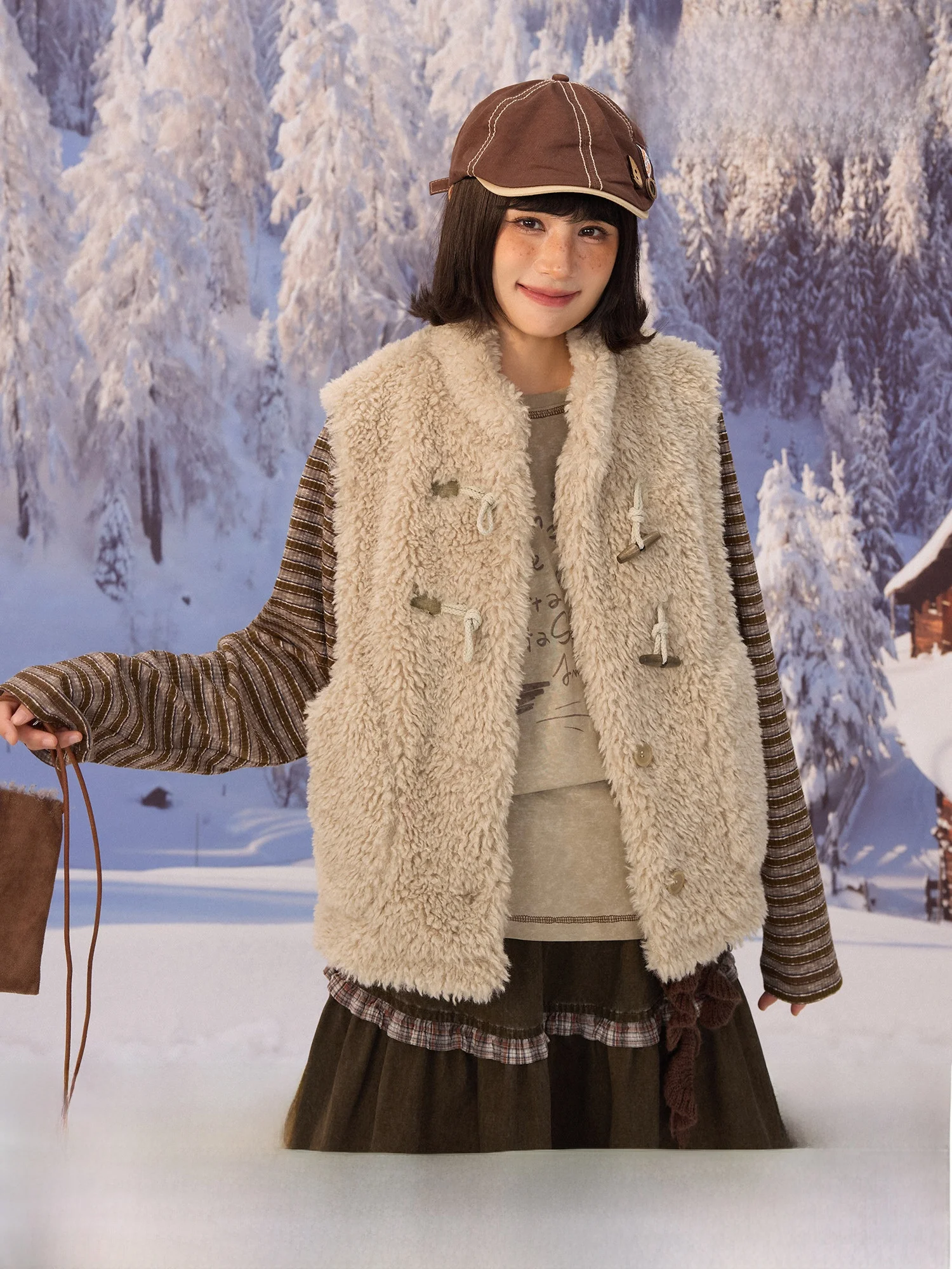 Warmth And Sle: Women's Lamb Fur Vest Coat with Stand Collar And Horn Buttons Retro Lazy Volcanic Outerwear for Winter
Warmth And Sle: Women's Lamb Fur Vest Coat with Stand Collar And Horn Buttons Retro Lazy Volcanic Outerwear for Winter