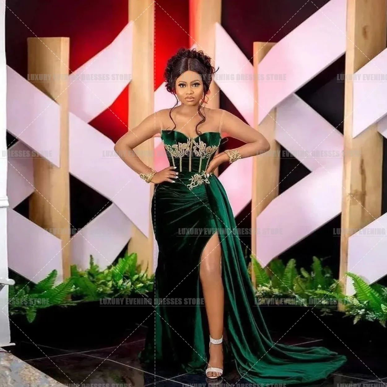 Sexy African Green Celebrity Evening Dresses Woman's Mermaid Applique Sleeveless Side Split Formal Elegant Party Prom Gowns 2024
Sexy African Green Celebrity Evening Dresses Woman's Mermaid Applique Sleeveless Side Split Formal Elegant Party Prom Gowns 2024