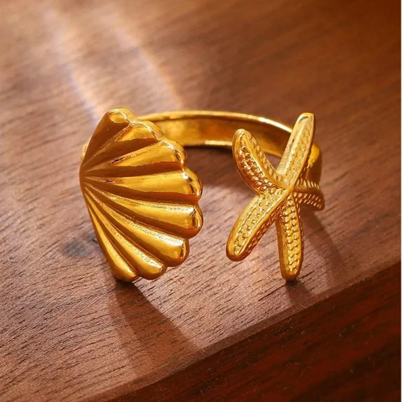 New Summer Golden Shell Starfish Shape Stainless steel Ring For Women Fashionable Daily Accessory Party Jewelry Birthday Gifts
New Summer Golden Shell Starfish Shape Stainless steel Ring For Women Fashionable Daily Accessory Party Jewelry Birthday Gifts