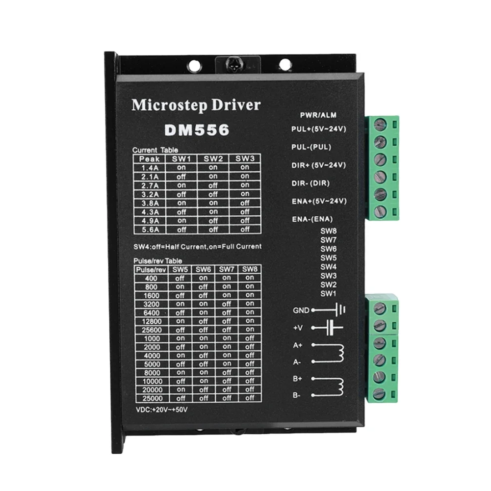 Контроллер драйвера шагового двигателя DM542 DM556, 20-50В DC, макс. 5.6А, цифровой, 2-фазный, для станков с ЧПУ
Контроллер драйвера шагового двигателя DM542 DM556, 20-50В DC, макс. 5.6А, цифровой, 2-фазный, для станков с ЧПУ