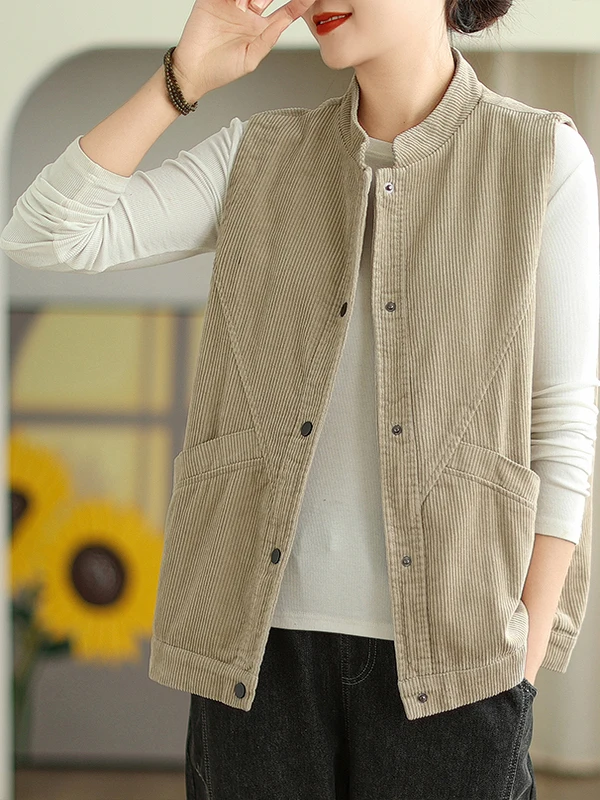 Художественный модный однотонный вельветовый жилет Jaet, большой размер, женский воротник-стойка на пуговицах, топ на осень
Художественный модный однотонный вельветовый жилет Jaet, большой размер, женский воротник-стойка на пуговицах, топ на осень