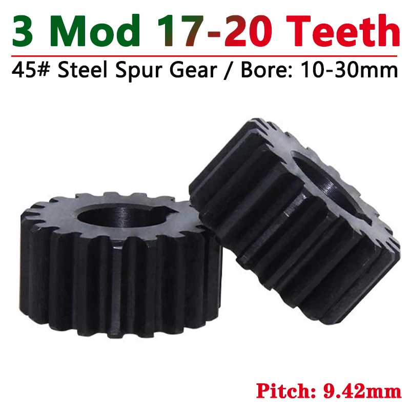 1pcs Spur Gear 3 Mod 17/18/19/20 Teeth Flat Motor Gears 45# Steel Cylindrical Gear Bore 10 12 12.7 14 15 16-30mm Pitch 9.42mm
1pcs Spur Gear 3 Mod 17/18/19/20 Teeth Flat Motor Gears 45# Steel Cylindrical Gear Bore 10 12 12.7 14 15 16-30mm Pitch 9.42mm