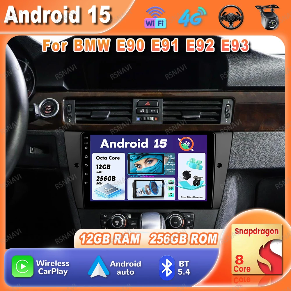 Автомобильный радиоприемник Android 15 для BMW E90 E91 E92 E93 5G WIFI Qualcomm GPS, головное устройство, навигация, беспроводной Carplay, авто QLED, стерео DSP BT
Автомобильный радиоприемник Android 15 для BMW E90 E91 E92 E93 5G WIFI Qualcomm GPS, головное устройство, навигация, беспроводной Carplay, авто QLED, стерео DSP BT
