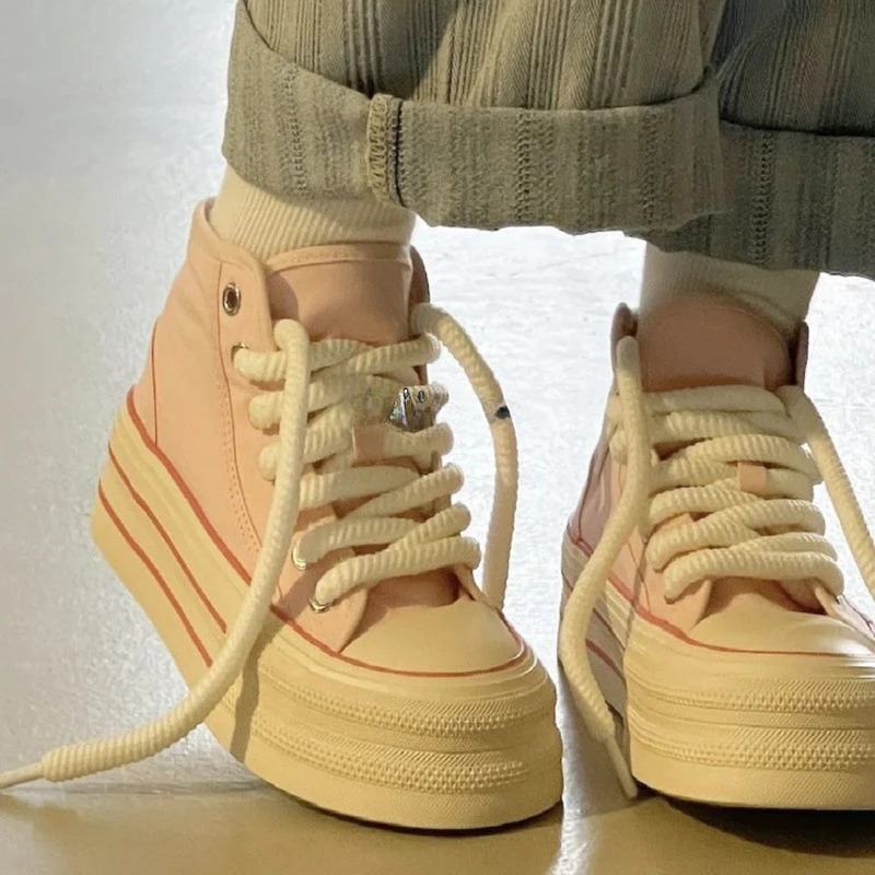 Thin high top canvas shoes women all casual board shoes new thick soled sweet sister small white shoes
Thin high top canvas shoes women all casual board shoes new thick soled sweet sister small white shoes