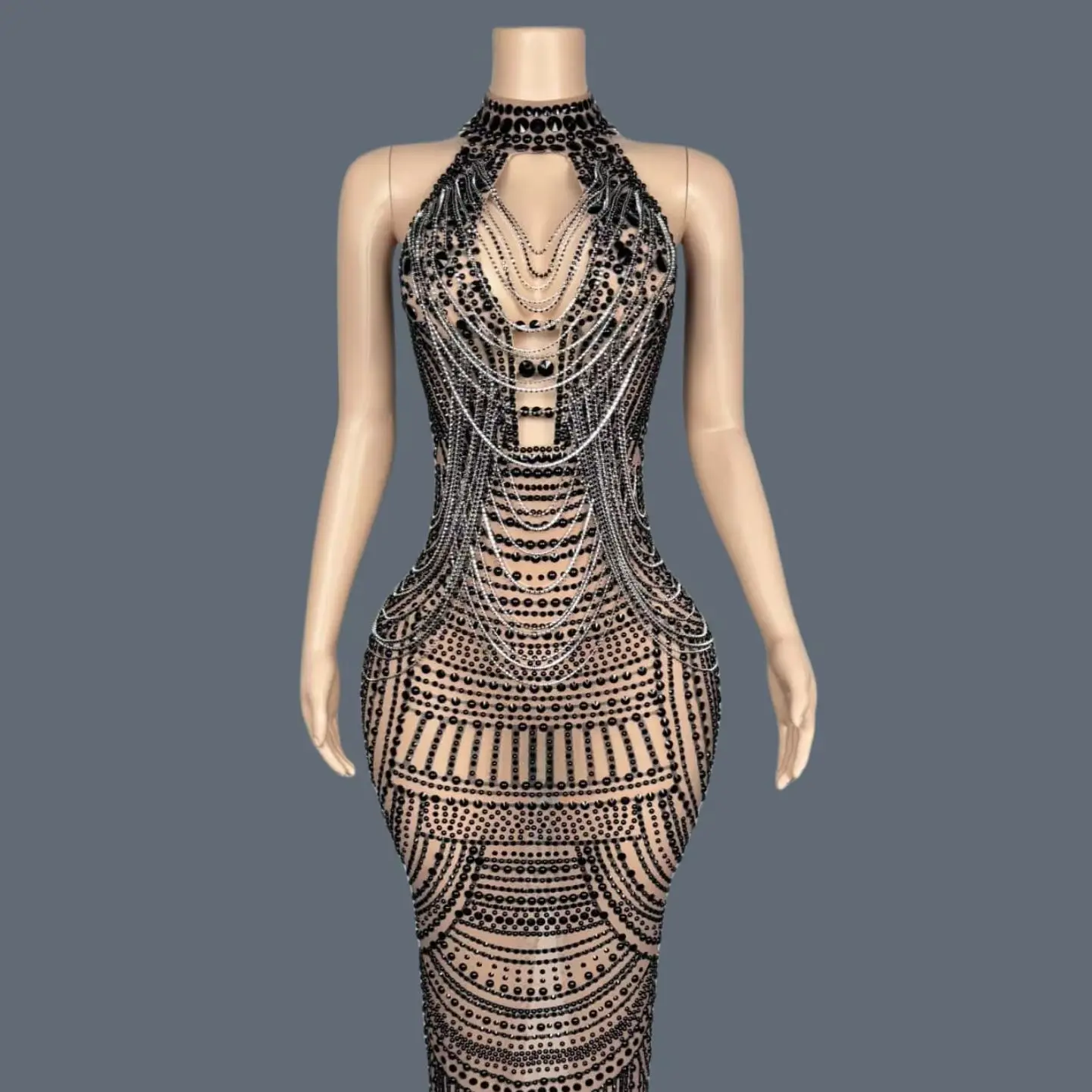 Luxurious Sparkly Rhinestone Chains Evening Dress Birthday Party Floor-length Dress for Women Sexy Mesh Photo Shoot Wear Miwu
Luxurious Sparkly Rhinestone Chains Evening Dress Birthday Party Floor-length Dress for Women Sexy Mesh Photo Shoot Wear Miwu