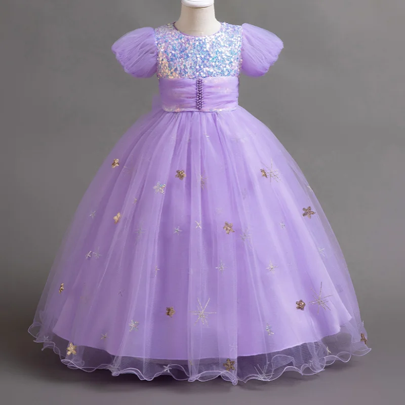 New Girl's Long Dress Children's Piano Walk Performance Dress Flower Girl Bubble Sleeves Sequin Princess Fluffy Skirt
New Girl's Long Dress Children's Piano Walk Performance Dress Flower Girl Bubble Sleeves Sequin Princess Fluffy Skirt