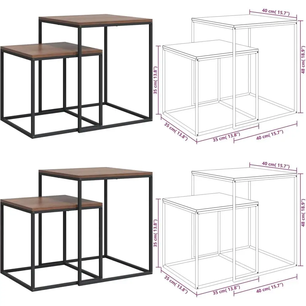Комплект из 2-х журнальных столиков из черного металла и коричневого дерева - многофункциональные складные столы для гостиных
Комплект из 2-х журнальных столиков из черного металла и коричневого дерева - многофункциональные складные столы для гостиных