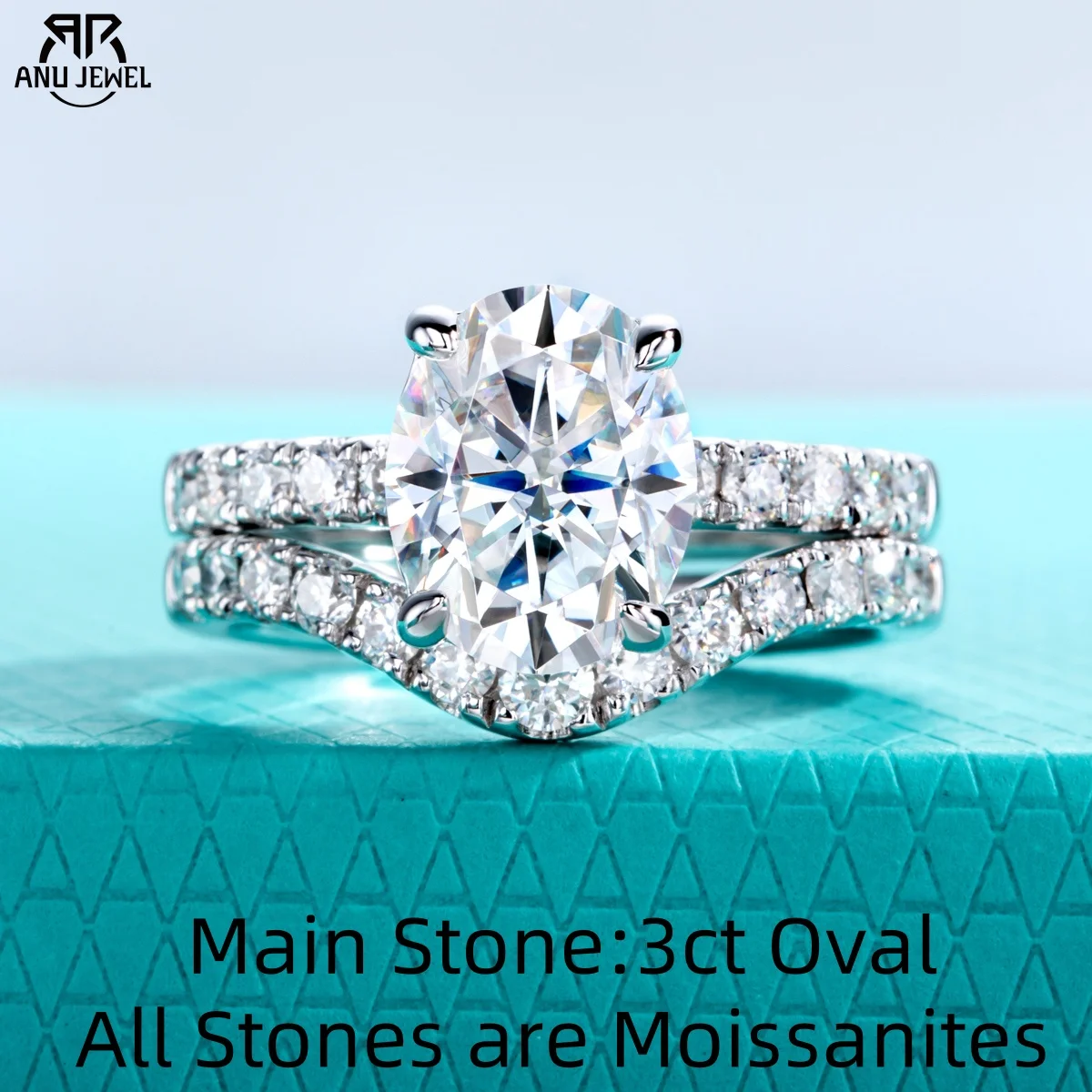 AnuJewel 3ct (Total 3.64ct) Oval Cut D Color Moissanite Bridal Ring Set Wedding Band Silver Rings With Cer Jewelry Wholesale
AnuJewel 3ct (Total 3.64ct) Oval Cut D Color Moissanite Bridal Ring Set Wedding Band Silver Rings With Cer Jewelry Wholesale