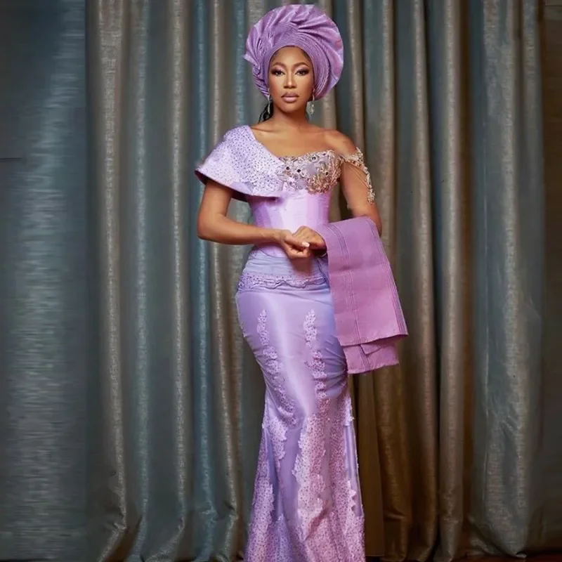 One Shoulder Beads Appliques Short Sleeves African Women Evening Dress Mermaid Gowns For Mother Lavender Aso Ebi Prom Dresses
One Shoulder Beads Appliques Short Sleeves African Women Evening Dress Mermaid Gowns For Mother Lavender Aso Ebi Prom Dresses