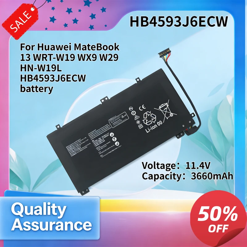 3660mAh Replacement Laptop Battery Compatible with Huawei MateBook 13 WRT-W19 WX9 W29 HN-W19L HB4593J6ECW
3660mAh Replacement Laptop Battery Compatible with Huawei MateBook 13 WRT-W19 WX9 W29 HN-W19L HB4593J6ECW