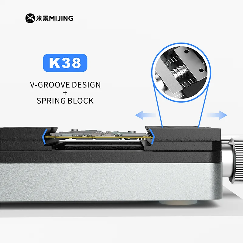 MIJING K38 Biaxial Spring Fixture V Groove Design Mobile Phone PCB Board Repair Fixed Soldering Clamp Repair Fixture
MIJING K38 Biaxial Spring Fixture V Groove Design Mobile Phone PCB Board Repair Fixed Soldering Clamp Repair Fixture
