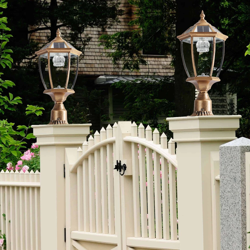 20"(H) Golden Solar Powered LED Outdoor Lantern, Vintage Garden Light with Elegant Glass Design for Pathways, Yards (2-Pack)
20"(H) Golden Solar Powered LED Outdoor Lantern, Vintage Garden Light with Elegant Glass Design for Pathways, Yards (2-Pack)