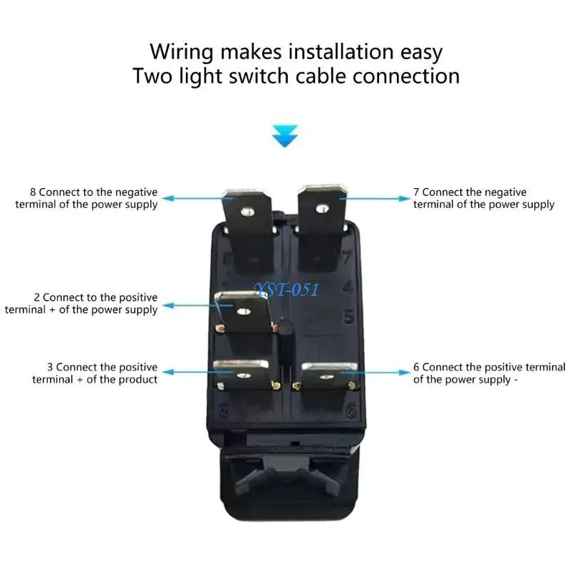 E15A 2Pcs 20A 12V Blue LED Light Rocker Switches 5 Pin 2 Position Rocker Toggle Switches