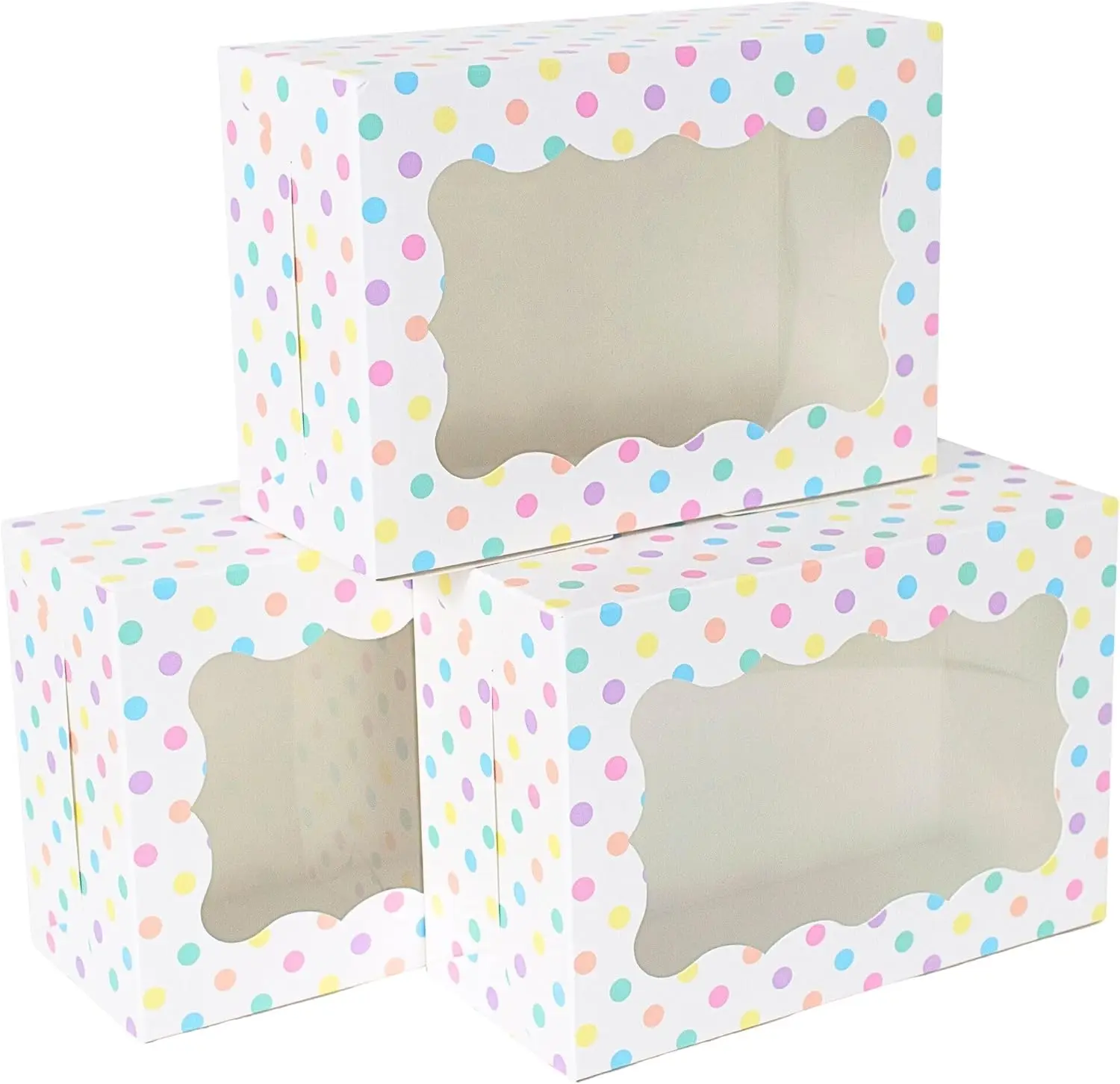 Polka Dot Cookie Boxes with Window, 12 Pack Large Pastel Bakery Boxes for Cookies, Cupcakes, Pastries, Easter, Birthdays
Polka Dot Cookie Boxes with Window, 12 Pack Large Pastel Bakery Boxes for Cookies, Cupcakes, Pastries, Easter, Birthdays