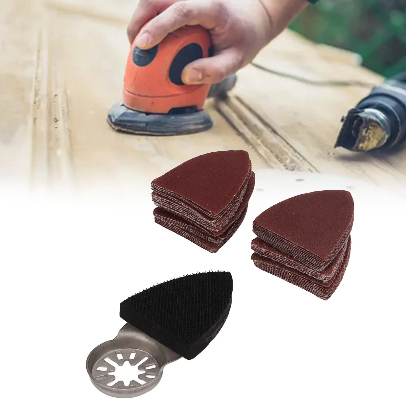 Oscillating Sandingpaper Sanding Disc Kit Sandpaper Set Multitool Triangular Hook and Loop Tools Sanding Pads Set