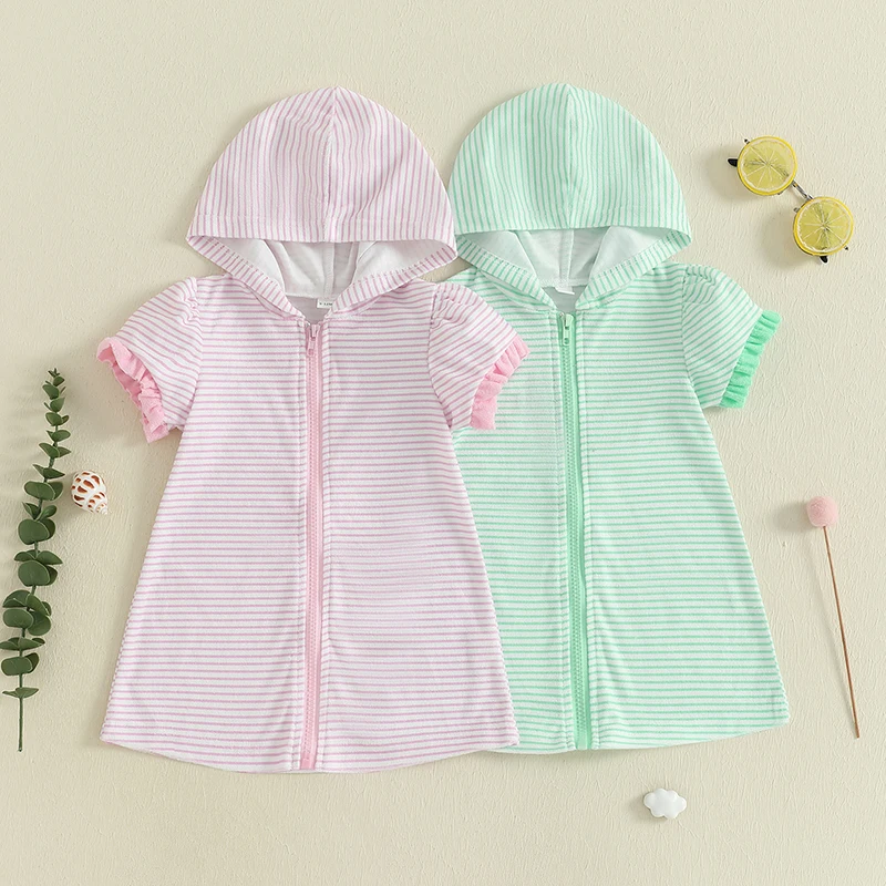 Suefunskry Little Girls Swim Cover Up Short Sleeve Zip Up Hooded Striped Bathing Suit Coverup Kids Pool Beach Robe
Suefunskry Little Girls Swim Cover Up Short Sleeve Zip Up Hooded Striped Bathing Suit Coverup Kids Pool Beach Robe