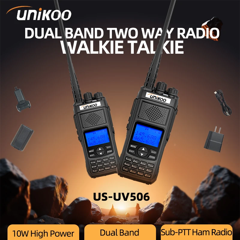 UNIKOO US-UV506 2 PCS 10W Walkie Talkie Air Band Radio Tyep C Charge UHF VHF DTMF FM Wirless Copy Frequency Two Way Ham Radio
UNIKOO US-UV506 2 PCS 10W Walkie Talkie Air Band Radio Tyep C Charge UHF VHF DTMF FM Wirless Copy Frequency Two Way Ham Radio