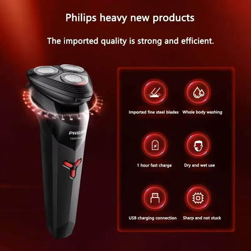PHILIPS S1113 Электробритва с зарядкой через USB, лезвие PowerCut из нержавеющей стали, бритва с тройной плавающей головкой, мужской триммер для быстрого бритья бороды
PHILIPS S1113 Электробритва с зарядкой через USB, лезвие PowerCut из нержавеющей стали, бритва с тройной плавающей головкой, мужской триммер для быстрого бритья бороды