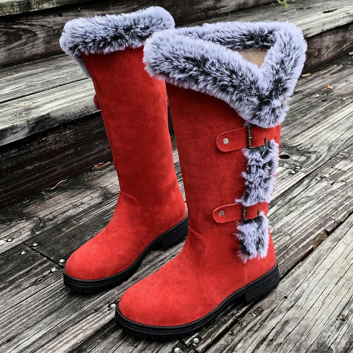 Winter thick fleece snow boots, thick-heeled round-toed sleeve high boots, women's boots
Winter thick fleece snow boots, thick-heeled round-toed sleeve high boots, women's boots