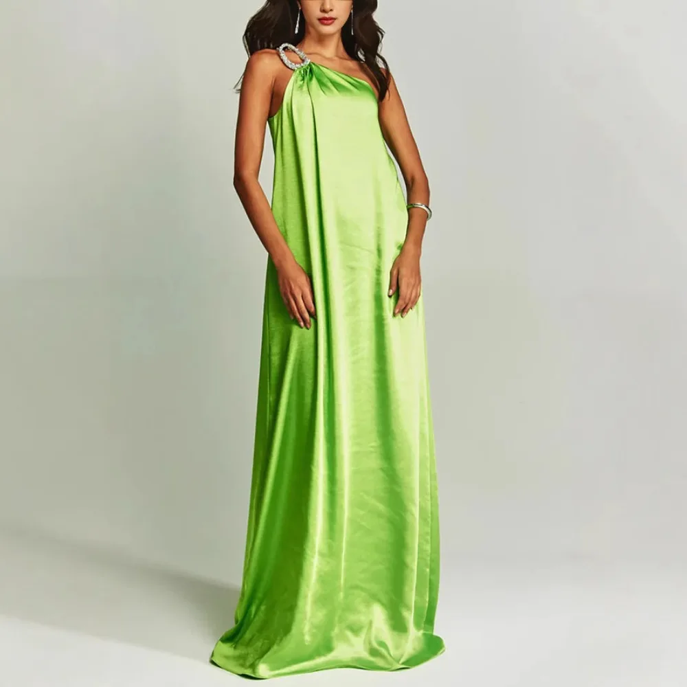 Spring Summer Fashion Solid Satin Dress Women Sexy Slanted Collar Sleeveless Suspender Long Dress Elegant Party Dress Women
Spring Summer Fashion Solid Satin Dress Women Sexy Slanted Collar Sleeveless Suspender Long Dress Elegant Party Dress Women