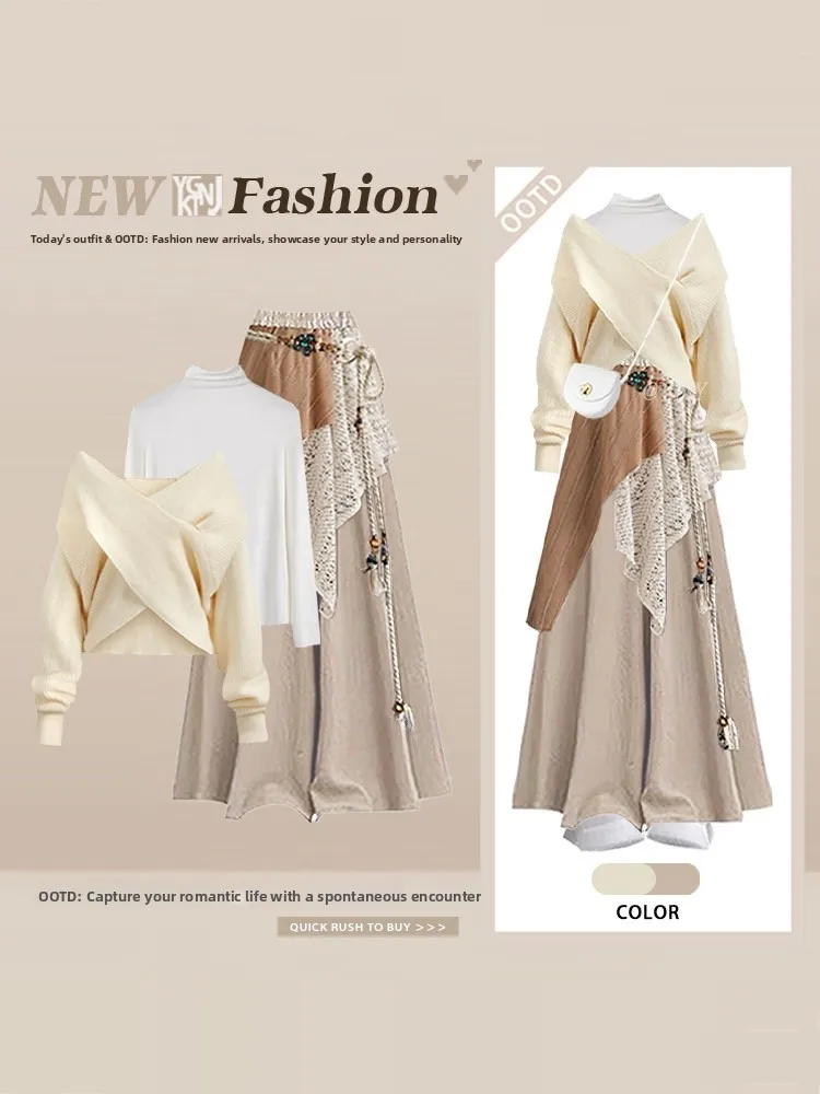 Slimming Knitted Sweater Curtain Casual Pants Three Piece Set Lazy Style Early Spring Women's Fashion Ensemble High Waist Lon...
Slimming Knitted Sweater Curtain Casual Pants Three Piece Set Lazy Style Early Spring Women's Fashion Ensemble High Waist Lon...